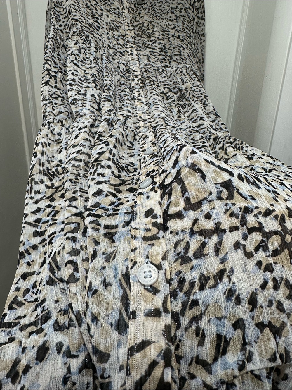 RIANI Luxury Leopard Print Midi Dress - Metallic Silver Detail - Size 12 / DE 42 - Picture 11 of 16